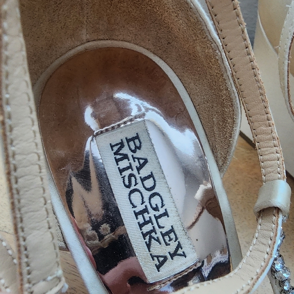 Badgley Mischka Sarah Embellished Wedge Evening Shoe Womens Sz 9 - Picture 2 of 10